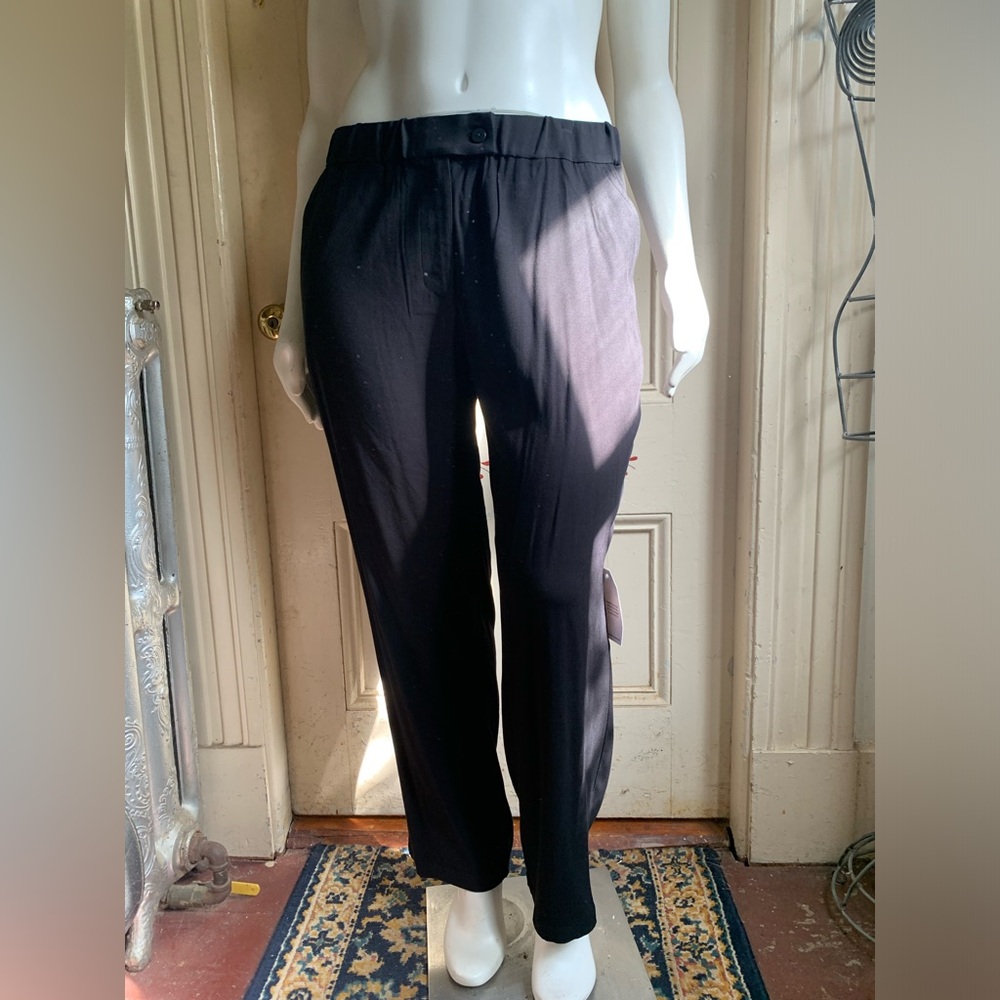 Universal Standard S Sleek Black Straight Leg Luxe Cigarette Pants
